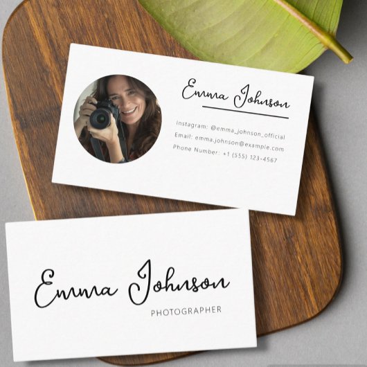 Business card template with photo, minimalist visitekaartje