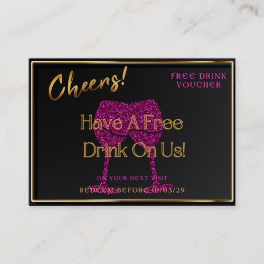 Business Card Voucher Free Drink Gift Certificate  Visitekaartje (Voorkant)