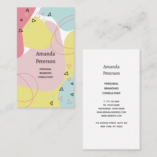 Business card with abstract colorful background visitekaartje (Voorkant / Achterkant)