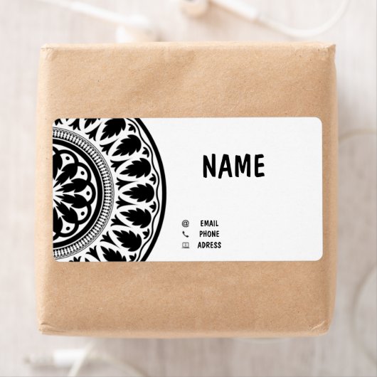 business card with black white ornaments etiket (Insitu)