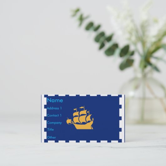 Business Card with Flag of Quebec City, Canada Visitekaartje (Staand voorkant)
