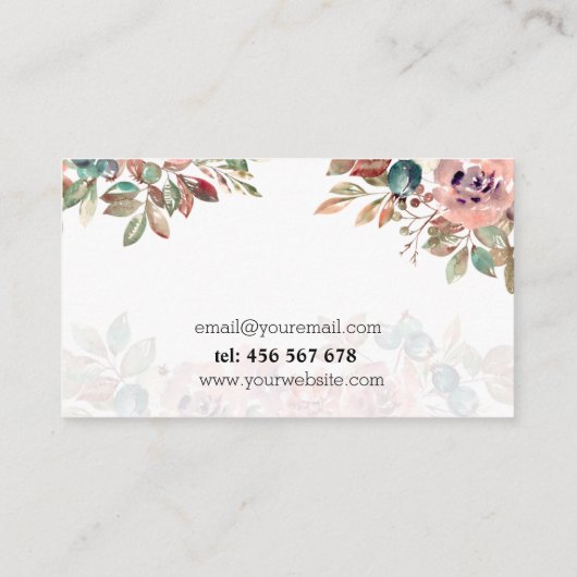 business card with flowers visitekaartje (Achterkant)