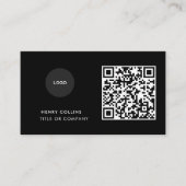 Business Card with QR Code | Black Modern Design Visitekaartje (Voorkant)