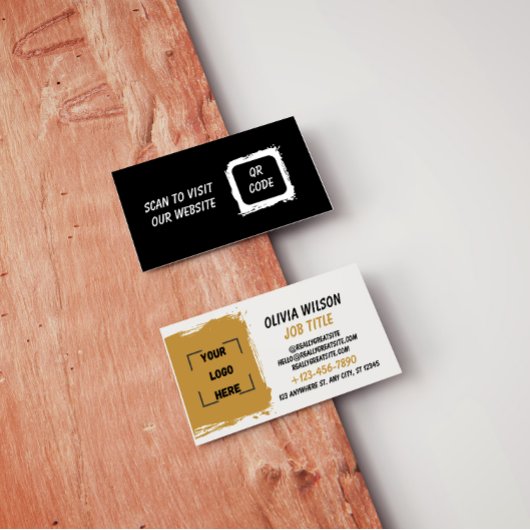 Business Card with QR Code | Black Modern Design Visitekaartje