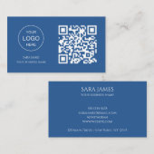Business Card with QR Code | Blue Modern Design Visitekaartje (Voorkant / Achterkant)