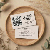 Business Card with QR Code | Modern Beige Design Visitekaartje