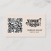 Business Card with QR Code | Modern Beige Design Visitekaartje (Voorkant)