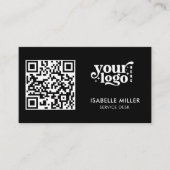 Business Card with QR Code | Modern Black Design Visitekaartje (Voorkant)