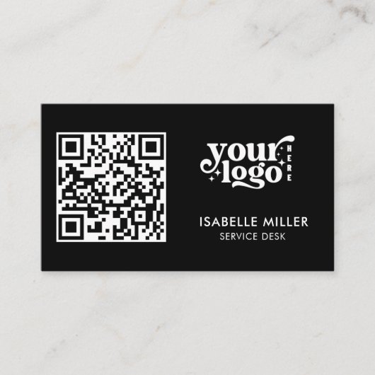 Business Card with QR Code | Modern Black Design Visitekaartje (Voorkant)