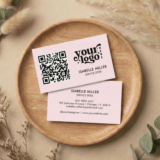 Business Card with QR Code | Modern Pink Design Visitekaartje
