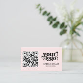 Business Card with QR Code | Modern Pink Design Visitekaartje (Staand voorkant)