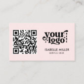 Business Card with QR Code | Modern Pink Design Visitekaartje (Voorkant)