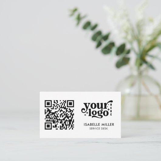 Business Card with QR Code | Simple Modern Design Visitekaartje (Staand voorkant)
