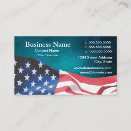 business card with waving American flag 26b Visitekaartje