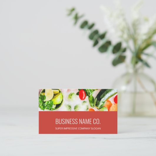 Business Cards Restaurant / Vine Red BG Visitekaartje (Staand voorkant)