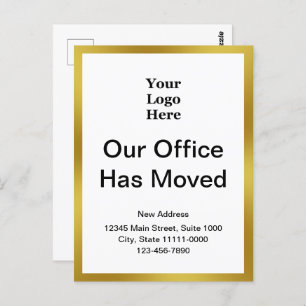 Business Change of Address Gold and White Sjabloon Briefkaart