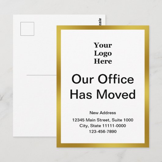 Business Change of Address Gold and White Sjabloon Briefkaart (Voorkant / Achterkant)