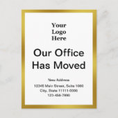 Business Change of Address Gold and White Sjabloon Briefkaart (Voorkant)