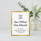 Business Change of Address Gold and White tweezijd Briefkaart (Staand voorkant)