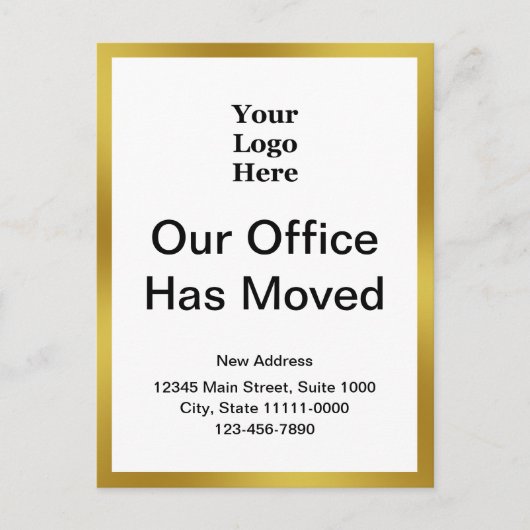 Business Change of Address Gold and White tweezijd Briefkaart (Voorkant)