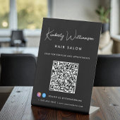 Business Chic Handtekening Script QR Code Zwart Reclamebord Met Voetstuk