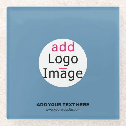 Business Chic Promo Dusty Blue Glazen Onderzetter (Voorkant)