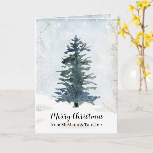Business Christmas Tree Winter Snow Frost Custom Kaart (Gele Bloem)