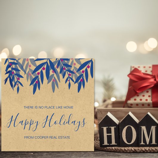 Business Client Christmas Card Kraft Blue Kaart