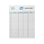 Business Client Sign In Sheet Template Notepad Notitieblok (Linkerzijde)