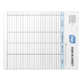 Business Client Sign In Sheet Template Notepad Notitieblok (Voorkant)