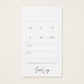 Business Clothing Dank u Logo Label Hang Label Visitekaartje (Achterkant)