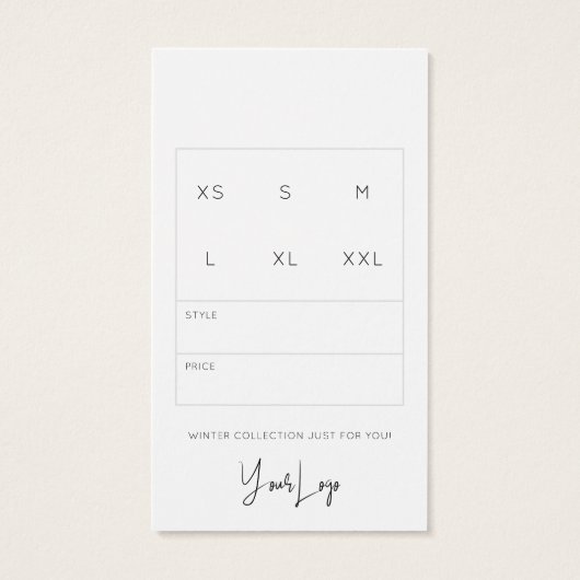 Business Clothing Dank u Logo Label Hang Label Visitekaartje (Achterkant)