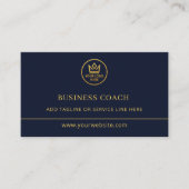 Business Coach Blue Gold Logo QR Code Visitekaartje (Voorkant)