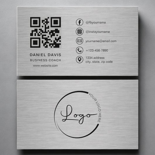 Business Coach Metal QR Code Visitekaartje