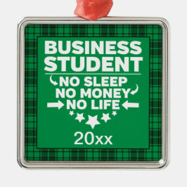 Business College Student Green Pset-programma's Metalen Ornament