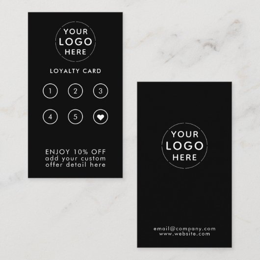 Business Company Corporate Logo Black Loyalty Visitekaartje (Voorkant / Achterkant)