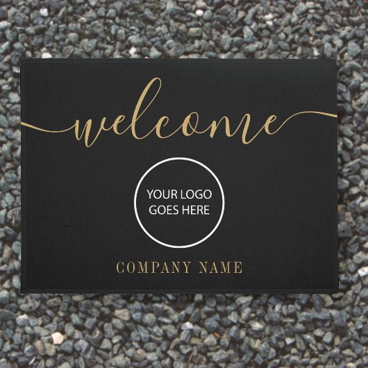 Business Company Logo Gold Black Welkom Deurmat