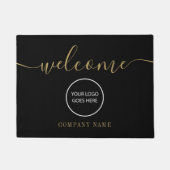 Business Company Logo Gold Black Welkom Deurmat (Voorkant)
