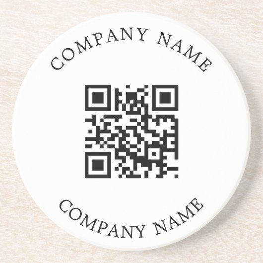 Business company logo tekst QR code Zandsteen Onderzetter (Voorkant)