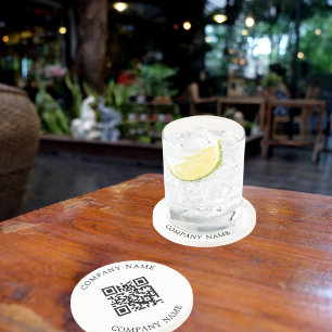 Business company logo tekst QR code Zandsteen Onderzetter