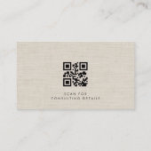 Business Consultant Linen Photo QR Code Visitekaartje (Achterkant)