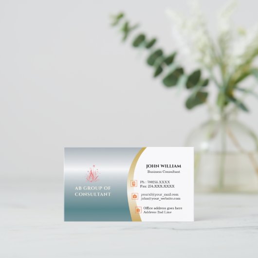 Business Consultant modern met logo sjabloon Visitekaartje (Staand voorkant)