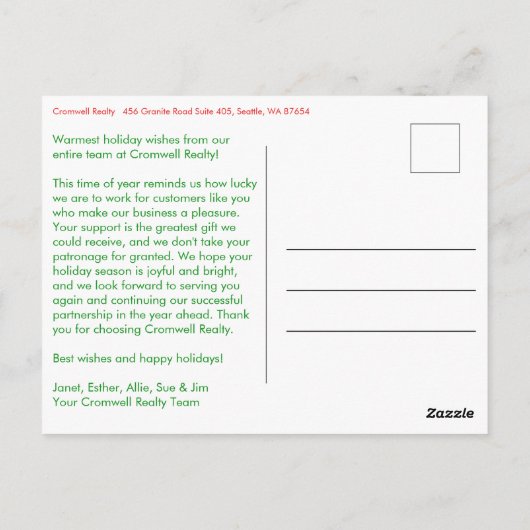 Business Corporate Christmas Holiday CUSTOM Photo  Briefkaart (Achterkant)