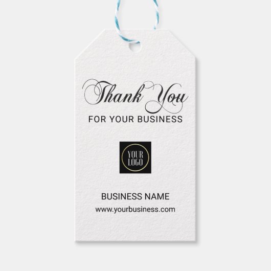 Business Corporate DANK JE White Black Add LOGO Cadeaulabel (Voorkant)