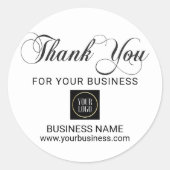 Business Corporate DANK JE White Black Add LOGO Ronde Sticker (Voorkant)