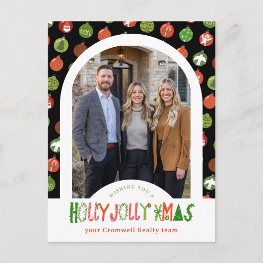 Business Corporate Holiday Ornaments CUSTOM Photo Briefkaart (Voorkant)