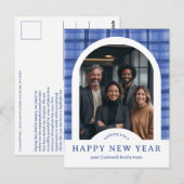 Business Corporate Holiday Plaid CUSTOM Arch PHOTO Briefkaart (Voorkant / Achterkant)