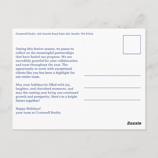 Business Corporate Holiday Plaid CUSTOM Arch PHOTO Briefkaart (Achterkant)