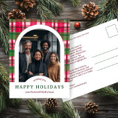 Business Corporate Holiday Plaid CUSTOM Arch PHOTO Briefkaart