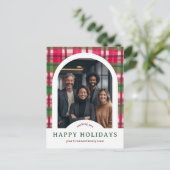 Business Corporate Holiday Plaid CUSTOM Arch PHOTO Briefkaart (Staand voorkant)